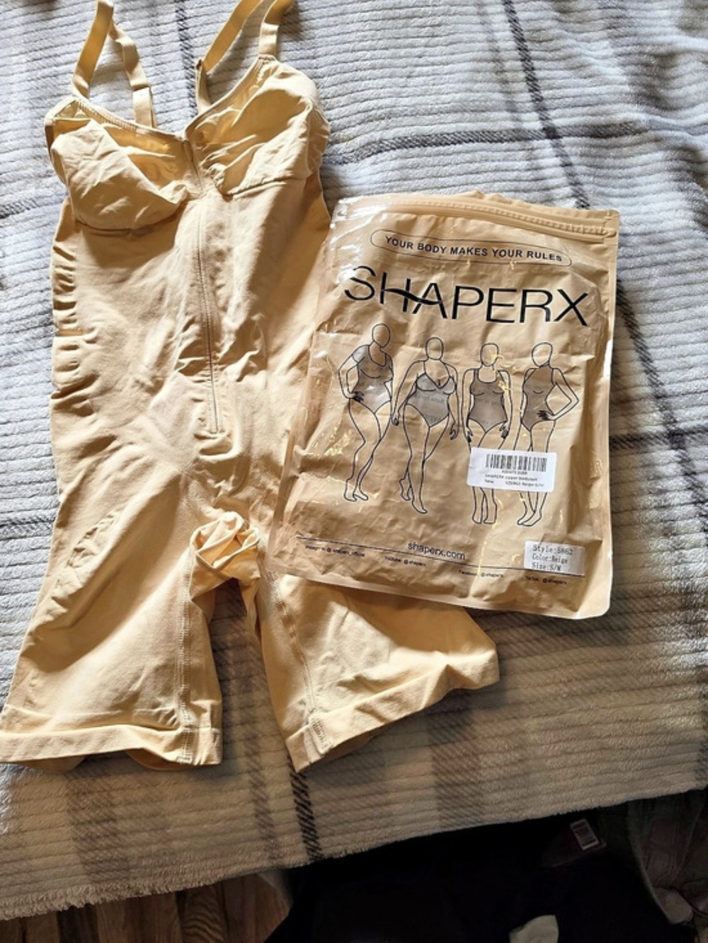 Shaperx Shapewear Open Bust Bodysuit Tan